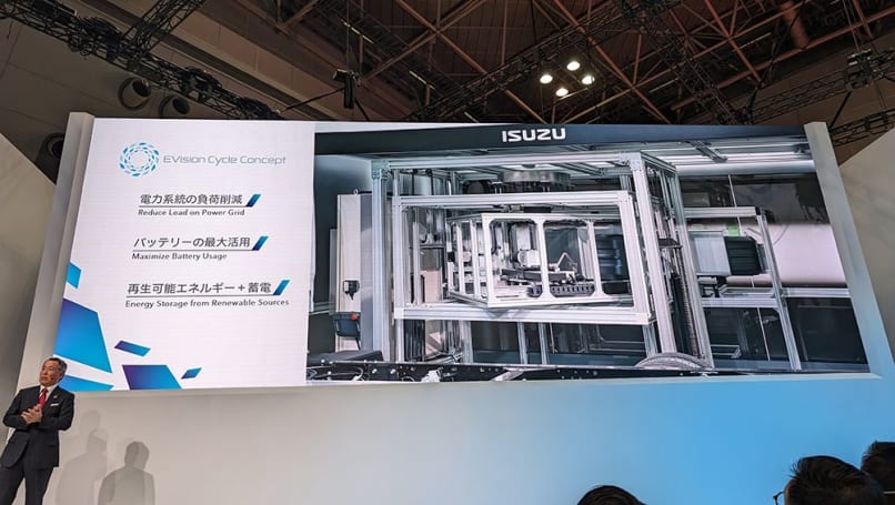La station d'échange de batterie est compatible avec le nouveau camion léger électrique série N d'Isuzu. (Image : Tung Nguyen)