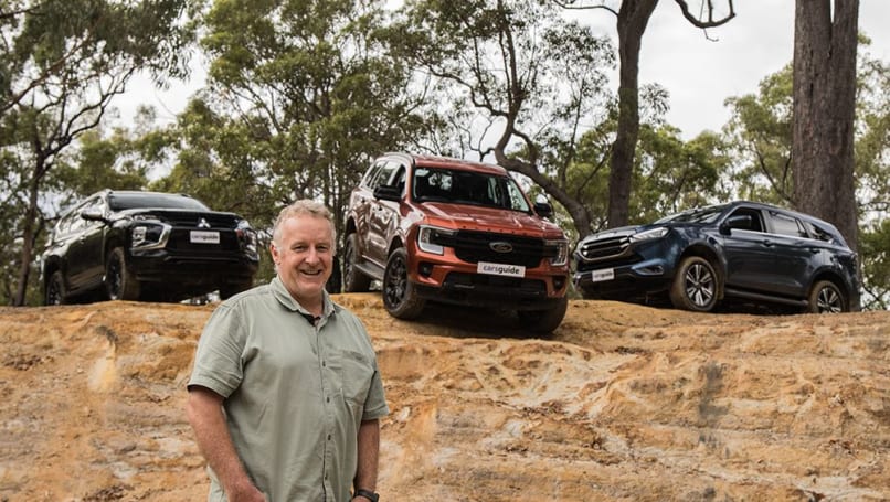 Le nouvel Everest à moteur V6 de Ford affronte le MU-X d'Isuzu et le Pajero Sport de Mitsubishi dans un test en 4 roues motrices uniquement.  (Image : Glen Sullivan)