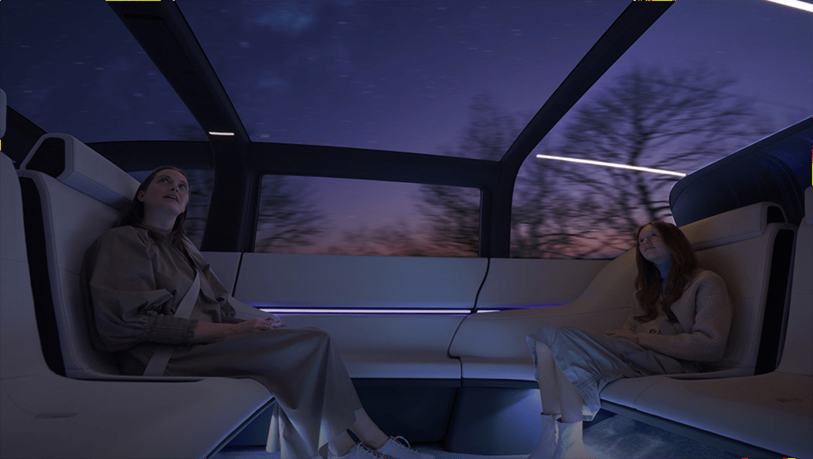 Le concept Space-Hub semble comporter une configuration à six places, les sièges arrière se faisant face.