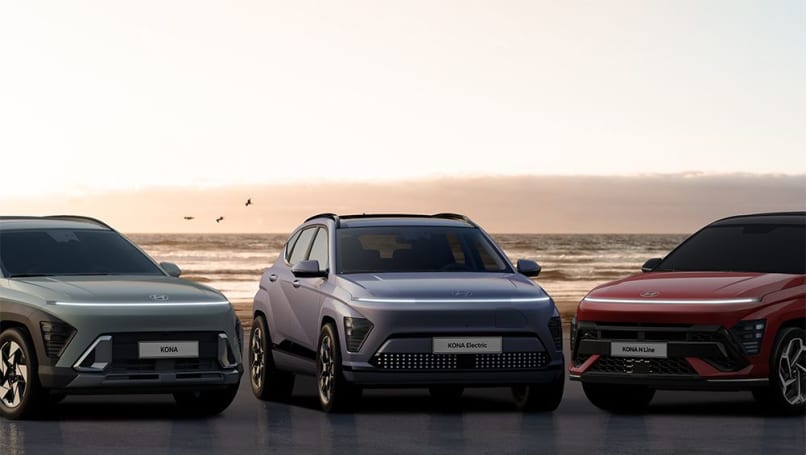 Le Hyundai Kona a une grande calandre pour refroidir le moteur à combustion, l'autre a une face lisse, arrondie et fermée.