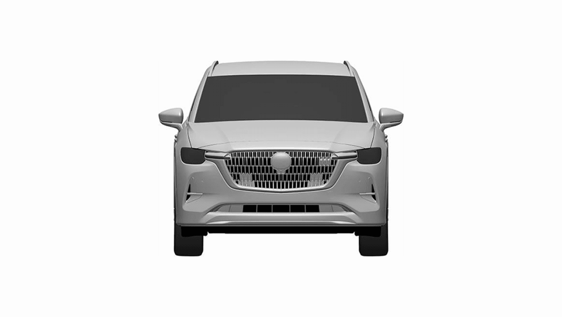 Le design avant du CX-80 - jusqu'aux phares, à la calandre et aux bouches d'aération - est directement repris du CX-60.